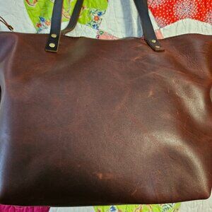 Portland Leather Large Zip Tote-Cognac